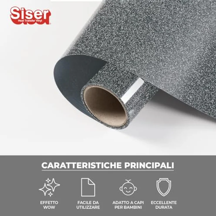 Siser Glitter Transferfolie für Cad-Cut ®, Heißtransfer-Folie in Silber-Schwarz, Schnittbreite 30 cm – Bild 2
