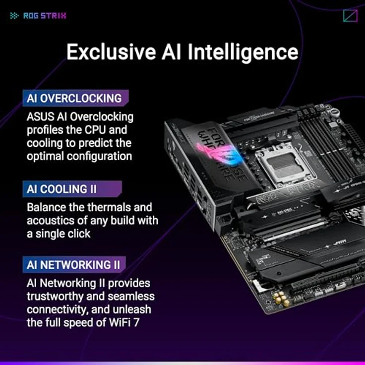 ASUS ROG Strix X870E-E Gaming WiFi Mainboard Sockel AM5 (AMD, ATX, DDR5, WiFi 7, PCIe 5.0) in schwarz – Bild 2