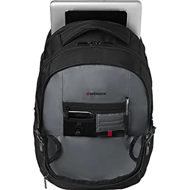WENGER Transit Laptop-Rucksack mit Tablet-Fach, Notebook bis 16 Zoll, Tablet bis 10 Zoll, Organizer, 27 l, Damen Herren, Büro Business-Reisen Uni, Schwarz, 600636 – Bild 2