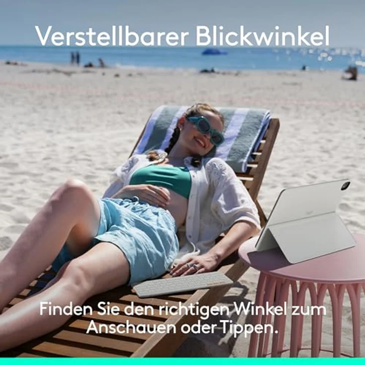 Logitech Flip Folio Tastatur-Case für iPad Pro und Air 13 Zoll, Bluetooth, integriertes Touchpad, hellgrau – Bild 9