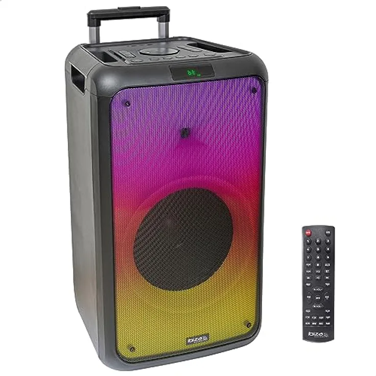 Ibiza - Street-Wave-MAX - 600W/12 Tragbares Lautsprechersystem mit Batteriebetrieb, Bluetooth, USB und microSD - Wave LED-Effekte und TWS Wireless-Verbindung - Schwarz