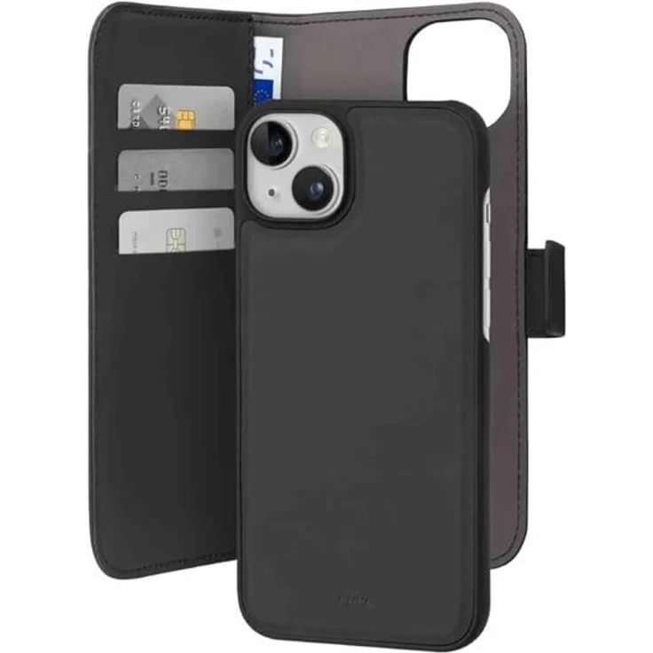 Puro Wallet für iPhone 15 Plus, Geldbörsenhülle in Schwarz, 6.7 Zoll