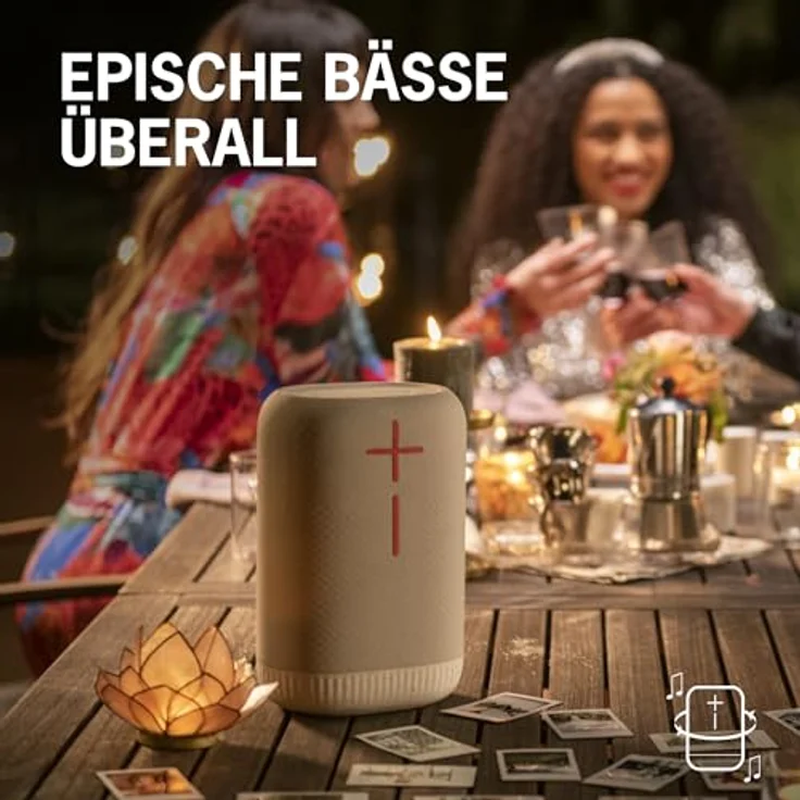 Ultimate Ears EPICBOOM, mobiler kabelloser Bluetooth-Lautsprecher, satte Bässe, immersiver 360-Grad-Sound, adaptiver EQ, wasserdicht IP67, schwimmfähig, 17 Stunden Akku, 55 m Reichweite, USB-C, Weiß – Bild 3