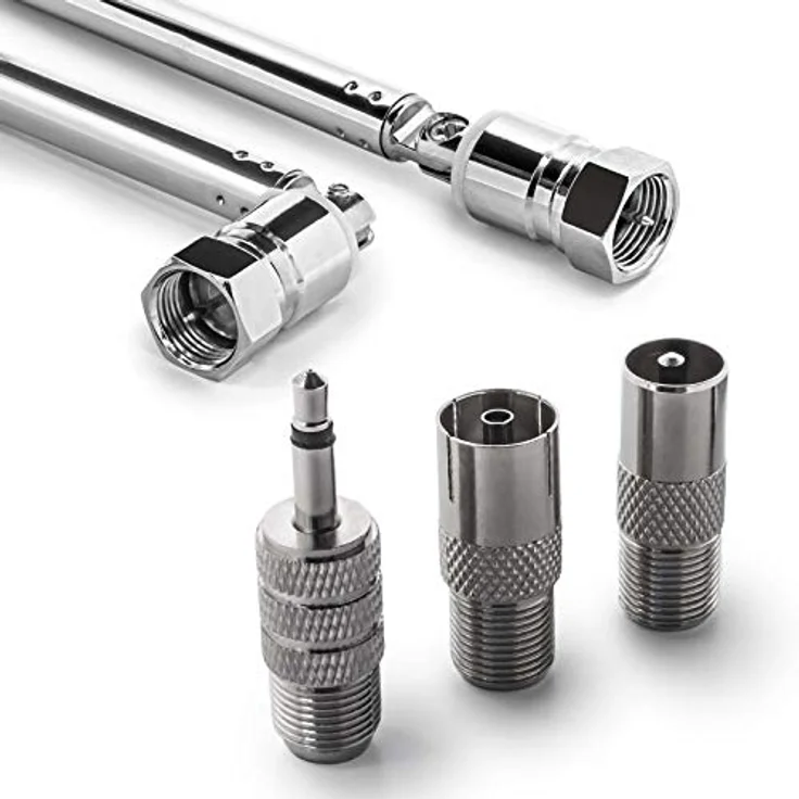 Adapter Universe 74cm Teleskop Antenne Ersatz F Stecker DAB UKW Radio FM AM Auto Audio Stabantenne - Universal kompatibel, ausziehbar, Metall, schwarz – Bild 3