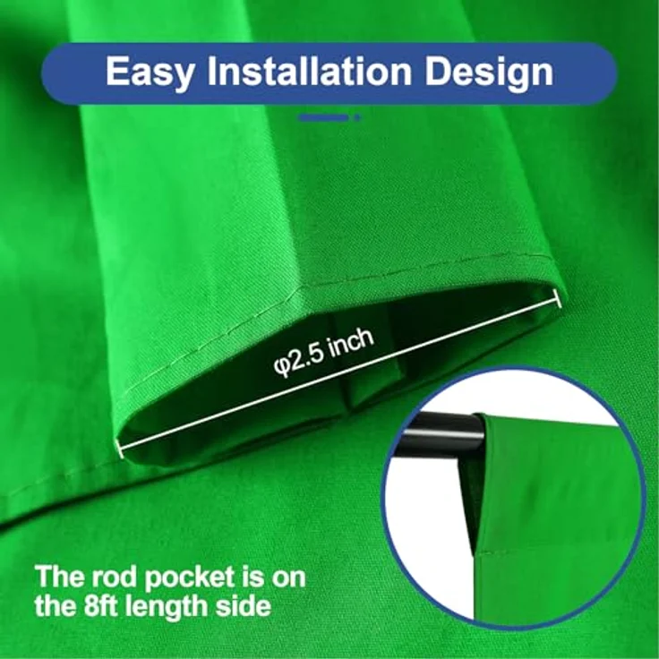 EMART Greenscreen Hintergrund 2,4 x 3 m, Chromakey Green Screen mit 4 Clips, waschbar, für YouTube und Streaming – Bild 4