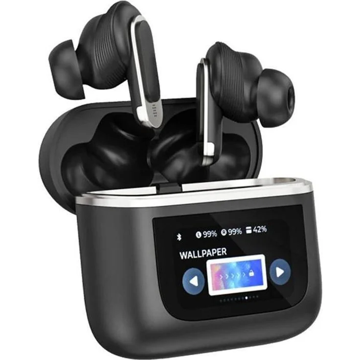 BlitzWolf BW-FYE16, TWS Wireless Kopfhörer mit ANC, 32h Akkulaufzeit, IPX5 wasserresistent, Touchscreen Ladecase, Schwarz