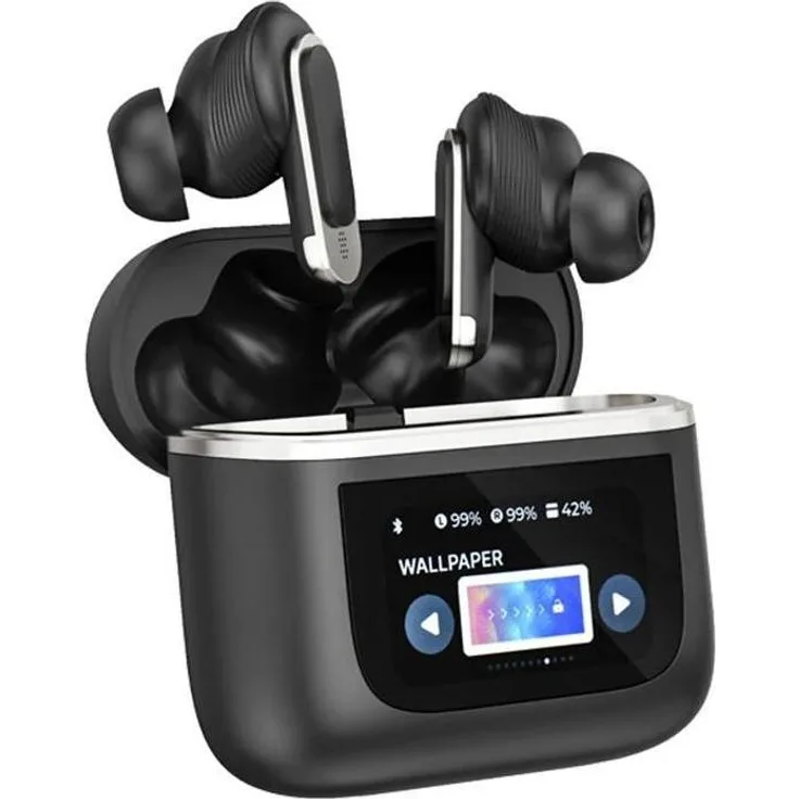 BlitzWolf BW-FYE16, TWS Wireless Kopfhörer mit ANC, 32h Akkulaufzeit, IPX5 wasserresistent, Touchscreen Ladecase, Schwarz