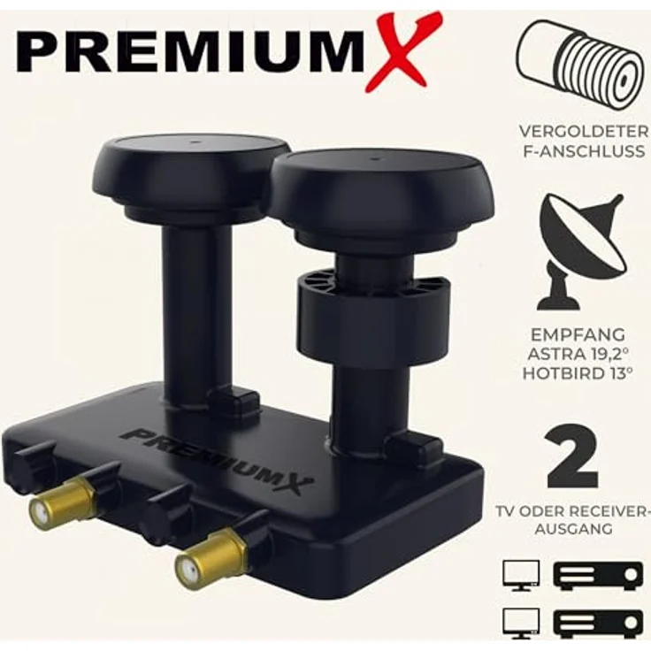 Premium X Monoblock Twin PXMB-6T LNB 0,1dB Astra 19,2° Hotbird 13° HDTV FullHD 3D UltraHD 4K tauglich für 2 Teilnehmer – Bild 3