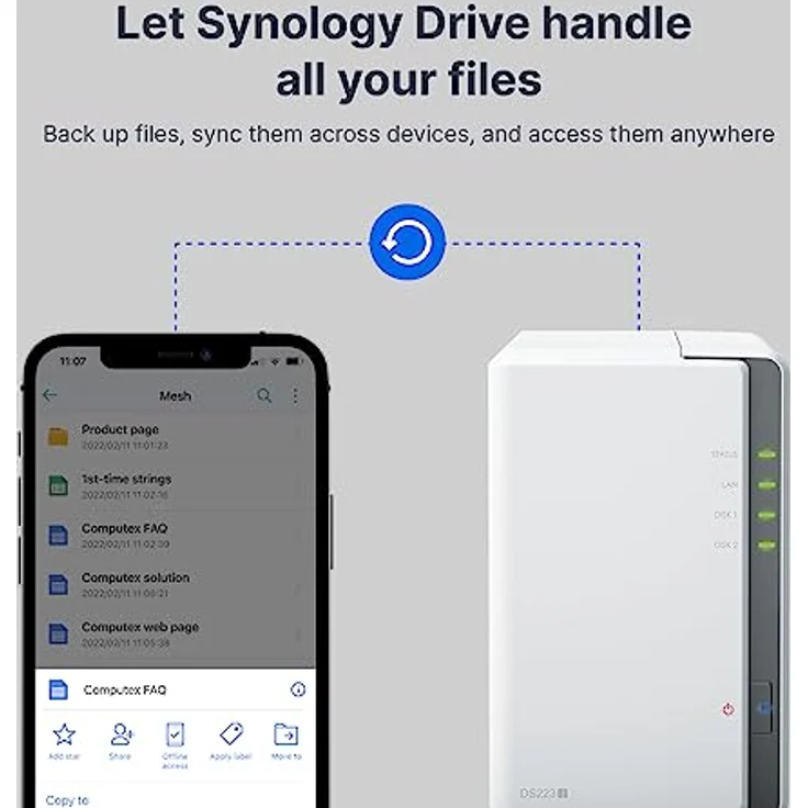 Synology DiskStation DS223J Netzwerkspeicherlaufwerk (weiß), 2-Bay-Business-NAS mit max. 32 TB RAW – Bild 4