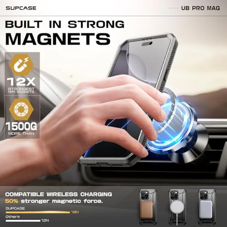 Supcase Unicorn Beetle Pro Mag, Smartphone Hülle für Apple iPhone 16 Pro Max, Schwarz, robust mit MagSafe-Kompatibilität und militärischer Zertifizierung – Bild 6