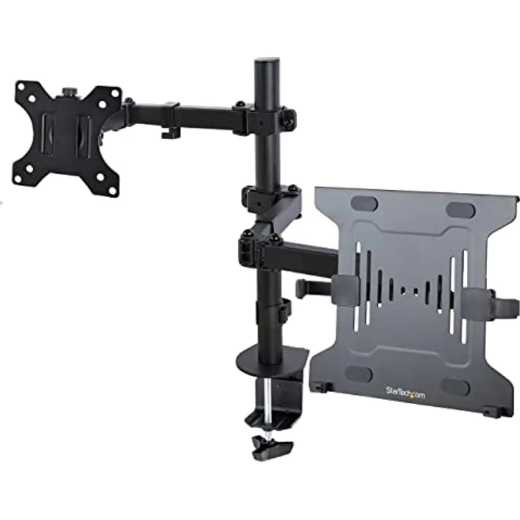 StarTech.com Braccio Monitor da Scrivania con Ripiano VESA Ventilato per Laptop e Display fino a 32", Halterung für Laptop und Monitor mit umfassendem Bewegungsbereich, schwarz – Bild 1
