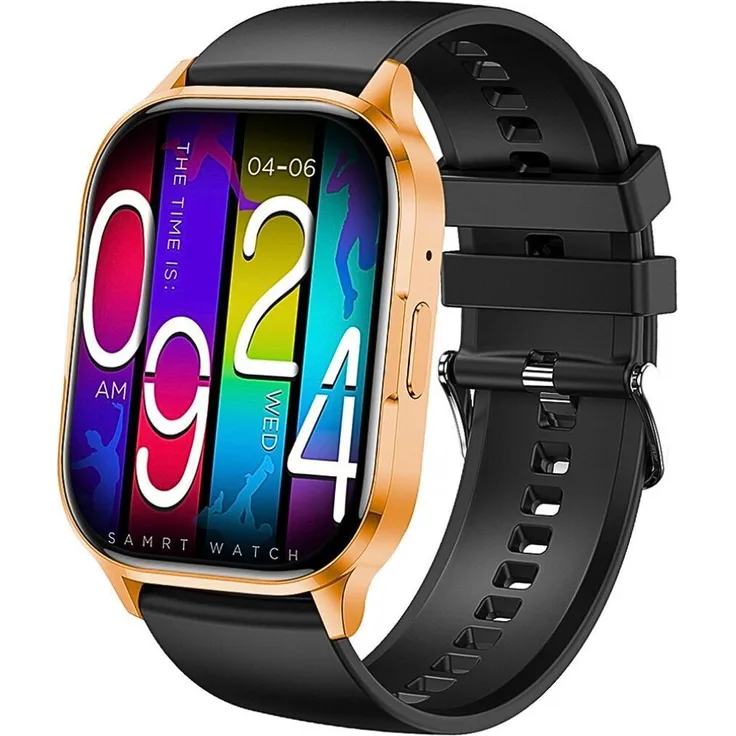 Fontastic Mento AMOLED Smartwatch gold, 2.01" Full Touch Display, Herzfrequenzmessung, Bluetooth Telefonie