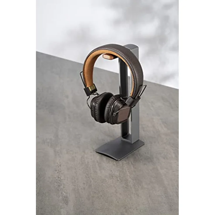 My Wall HK3L Kopfhörerständer aus Edelstahl und Buchenholz für On-Ear und Over-Ear Kopfhörer, Silber – Bild 2