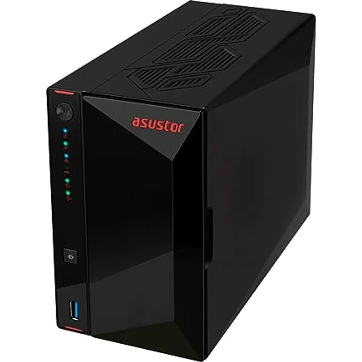 Asustor AS5402T Nimbustor 2 Gen2-2 Bay NAS Netzwerkspeicher Gehäuse, Quad-Core 2,0GHz CPU, 4xM.2 NVMe SSD Steckplätze, 2x2,5GbE Anschlüsse, 4GB DDR4 RAM, Gaming-Inspirierten NAS – Bild 1