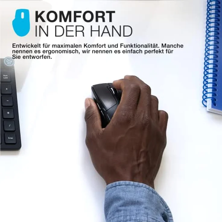 JLab JBuds Wireless Mouse, Verbindung über Bluetooth oder USB, Bluetooth-Maus für viele Geräte, ergonomische, wiederaufladbare Wireless-Mäuse für Laptop, PC, Tablet, Windows, Mac, Chrome OS – Bild 4