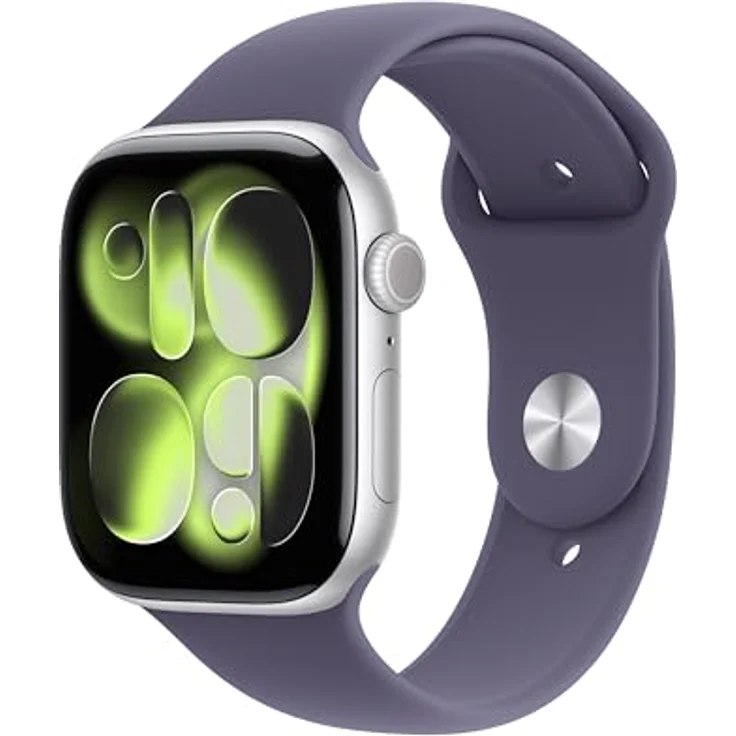Apple Watch Series 11 GPS, 46mm, Aluminiumgehäuse Silber, Sportarmband Nebelviolett - S/M – Bild 1