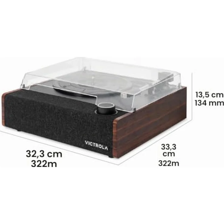 Victrola Eastwood II, halbautomatischer Plattenspieler mit Bluetooth, in Braun, inklusive Staubschutzdeckel – Bild 8