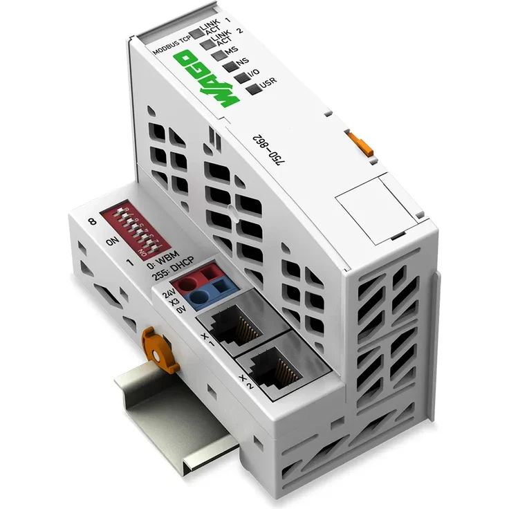 WAGO 750-862, Modbus TCP Controller, Wandmontage, 2 x Ethernet, IP20, Temperaturbereich -25 bis 85 °C, 49,5 mm x 71,9 mm