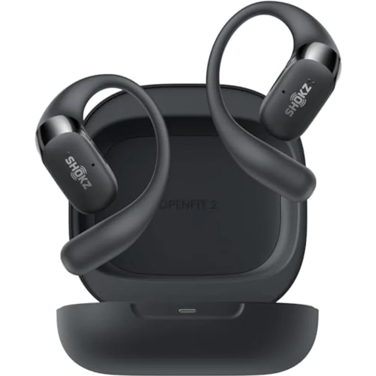 SHOKZ OpenFit 2 Open-Ear-Kopfhörer, Bluetooth True-Wireless mit Mikrofon, 48 Stunden Akkulaufzeit, IP55 wasserfest, schwarz – Bild 1