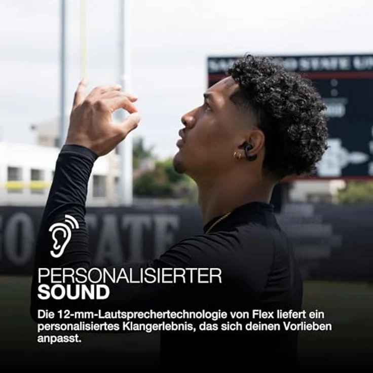 JLab Flex Open Ear Kopfhörer - Open Ear Earbuds, 21 Stunden Akkulaufzeit, Bluetooth Multipoint, MEMS-Mikrofon - Schwarz – Bild 2