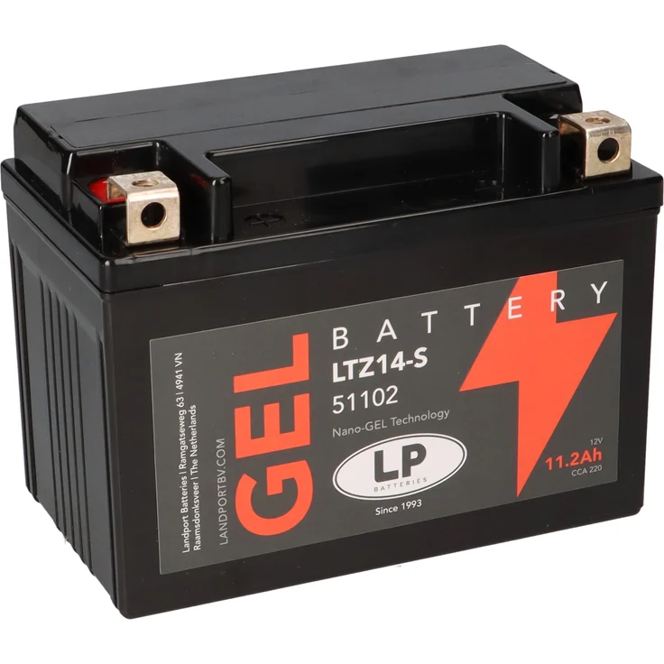 Landport LTZ14-S 12V 11,2 Ah Gel-Motorradbatterie mit 190 A Kaltstartstrom, 100% auslaufsicher