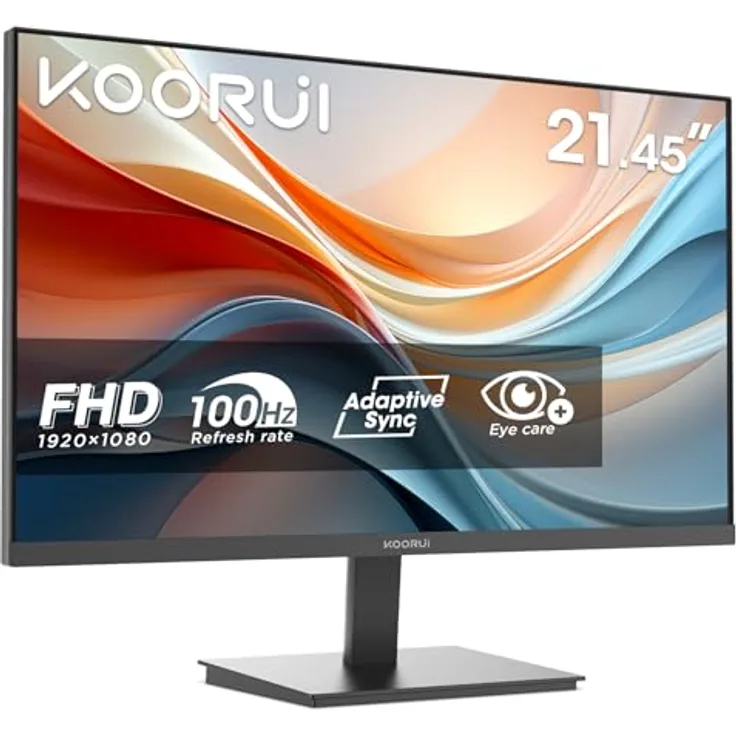 KOORUI E2212F 21.45 Zoll FHD Monitor, 1920 x 1080, 100Hz, Adaptive Sync, Eye Care, -5° bis 15° neigbar, VESA 100 x 100mm