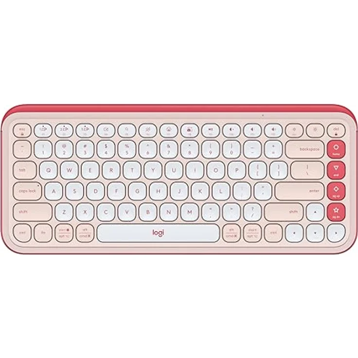 Logitech POP ICON Keys kabellose Bluetooth-Tastatur, Komfortables Tippen, programmierbare Tasten, Easy-Switch zwischen bis zu 3 Geräten - Rosa, QWERTY