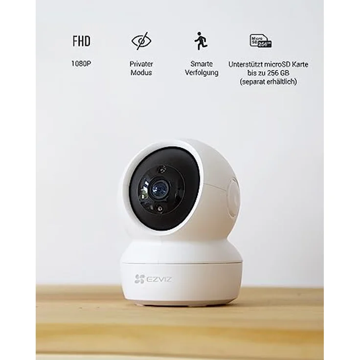 EZVIZ C6N, 1080P WLAN IP Kamera mit schwenkbarem Objektiv, Zwei-Wege-Audio, Bewegungsverfolgung und IR Nachtsicht, kompatibel mit Alexa und Google Home – Bild 2