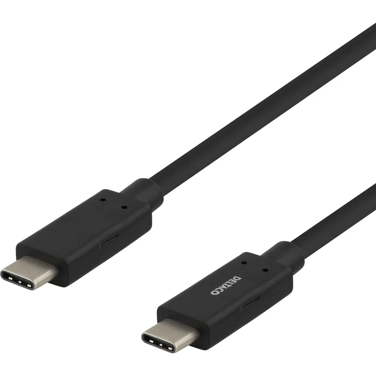 Deltaco USB-C zu USB-C Kabel 3A, 0.5m - Schwarz, USB 3.2 Gen 1 mit bis zu 5 Gbit/s Datenübertragungsrate