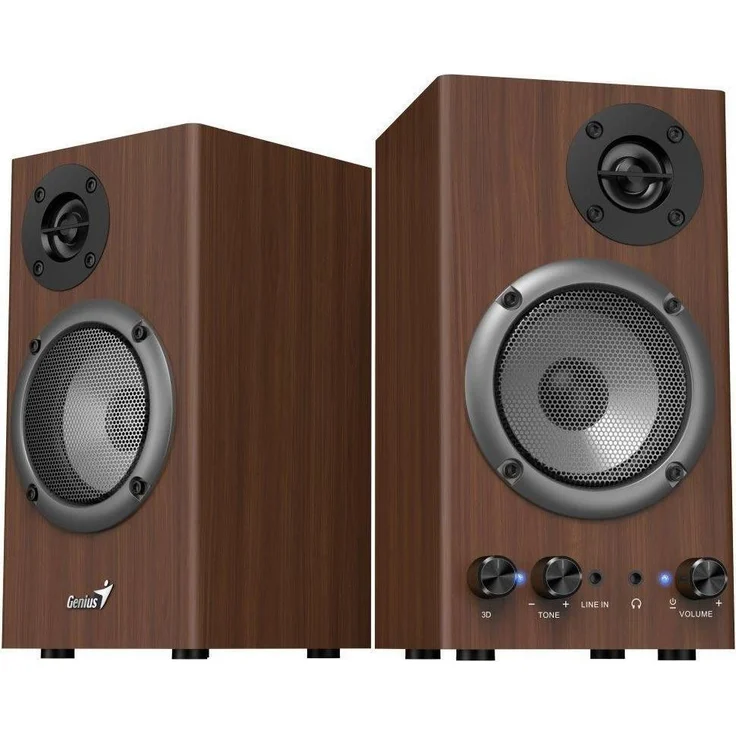 Genius reproduktory SP-HF500B, PC Lautsprecher mit Holzdesign, 16 Watt Nennleistung, Braun