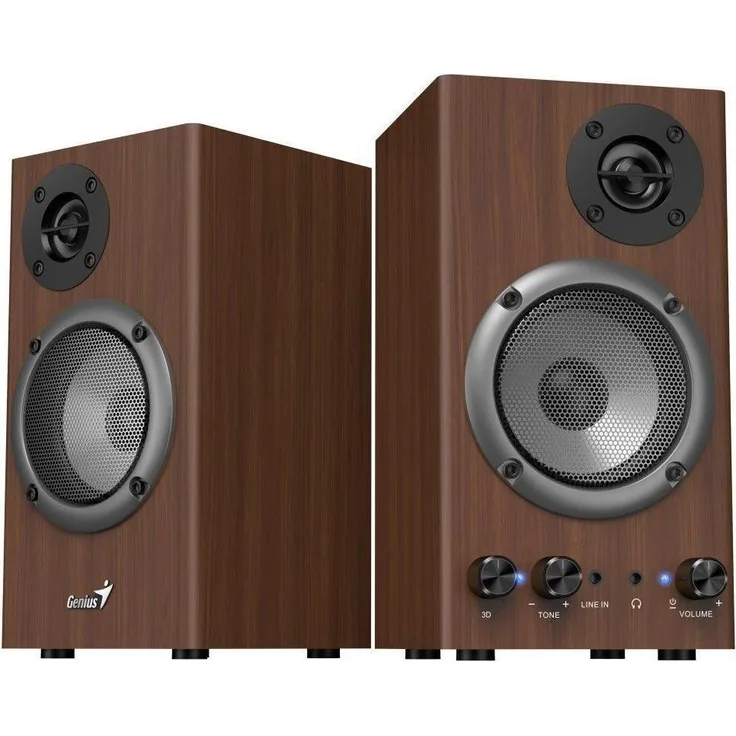 Genius reproduktory SP-HF500B, PC Lautsprecher mit Holzdesign, 16 Watt Nennleistung, Braun