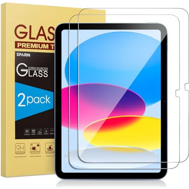 SPARIN Schutzfolie 2 Stück für iPad 11/10. Generation, 11 Zoll (A16) 2025 / 10,9 Zoll 2022, 9H Härte, kratzfestes, gehärtetes Glas, HD-Klarheit