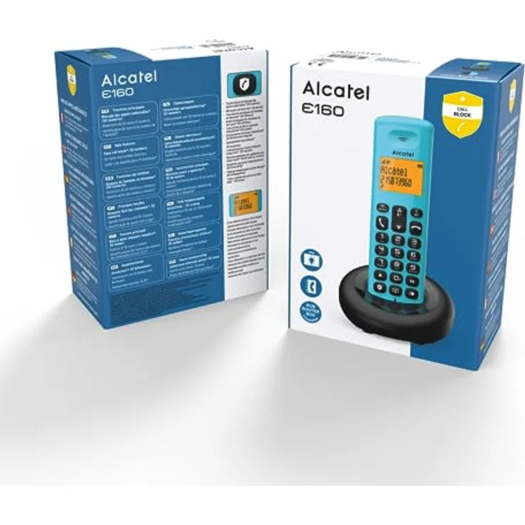 Alcatel Festnetztelefon E160 Mobilteil Handset inkl. Ladeschale, Schnurloses DECT-Telefon, Blau, Wireless, Hintergrundbeleuchtetes Display – Bild 3