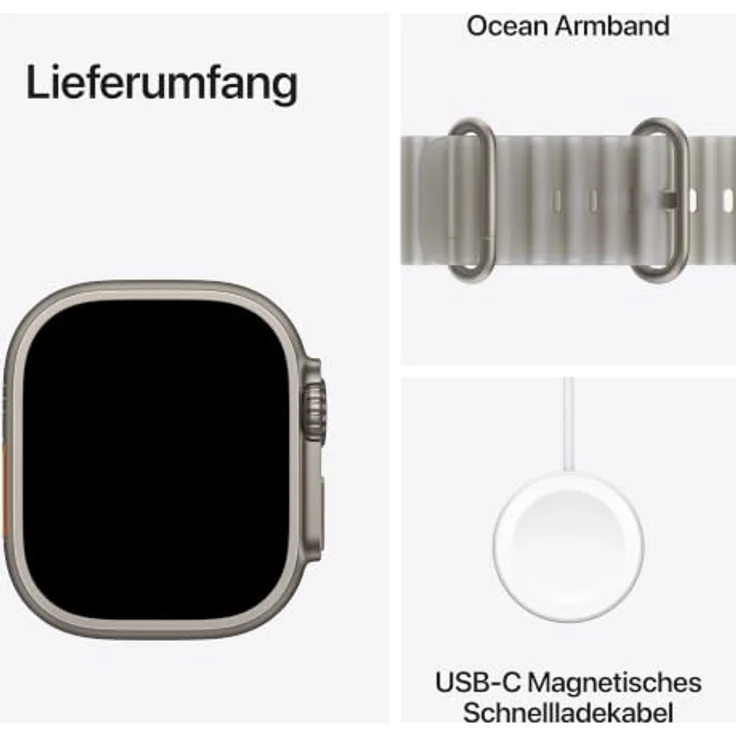 Apple Watch Ultra 4 Cellular 49mm, Titan Gehäuse, halbtransparentes Grau Ocean Band, S11 Chip, GPS, Unfall- und Sturzerkennung – Bild 7