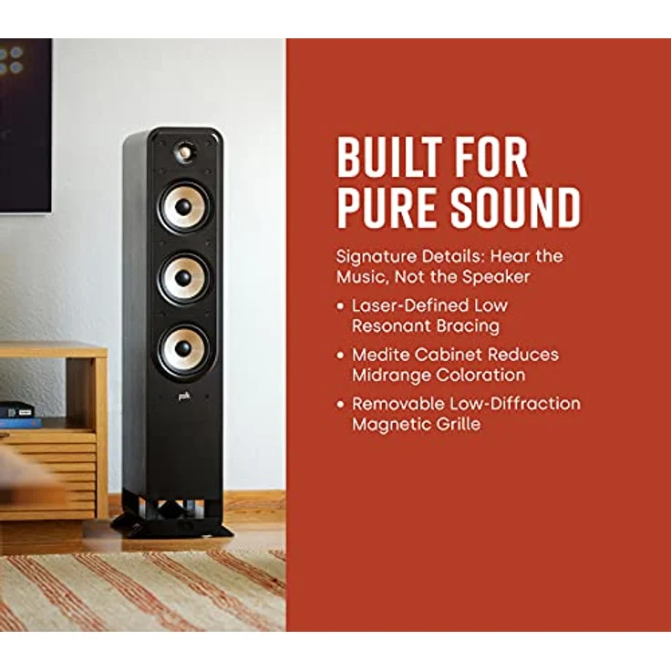 Polk Audio Signature Elite ES60 hochauflösender HiFi Standlautsprecher fürs Heimkino, Hi-Res zertifiziert, kompatibel mit Dolby Atmos und DTS:X (Stück), Weiß – Bild 4