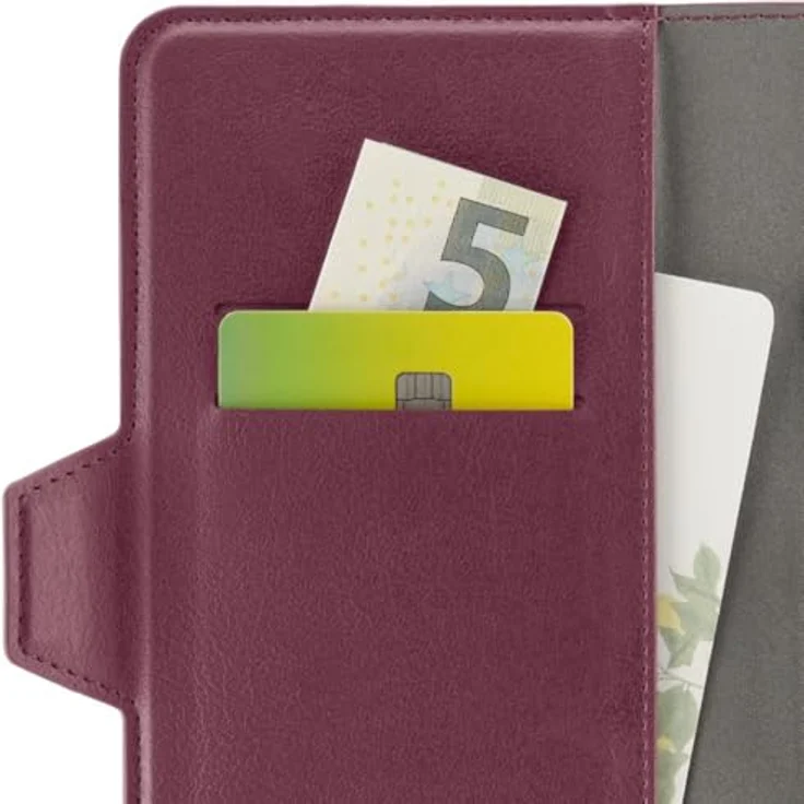HAMA Handytasche Bookcover, Universal für Smartphones bis 7,5 x 15,3 cm, rot, mit drehbarer Halterung und Kartenfächern – Bild 7