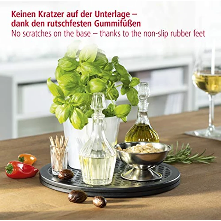 Hama Universal-Drehteller, 360° drehbar (Drehscheibe geeignet für Büro, Zuhause, Hobby, Gewürze, PC, Telefon, Küchen-Geräte, uvm., Drehplatte mit Durchmesser 25,5 cm, bis zu 60 kg, rund) Schwarz – Bild 4