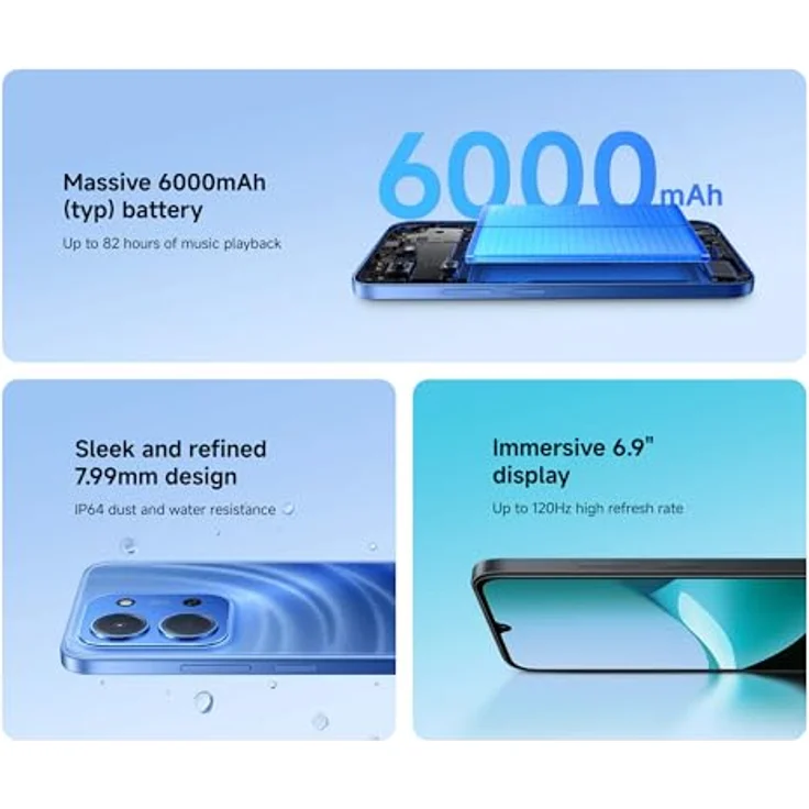 Xiaomi Redmi 15C, 4G Smartphone mit 50 MP Dual Kamera, 128 GB, 17,5 cm (6.9 Zoll), Moonlight Blue – Bild 3