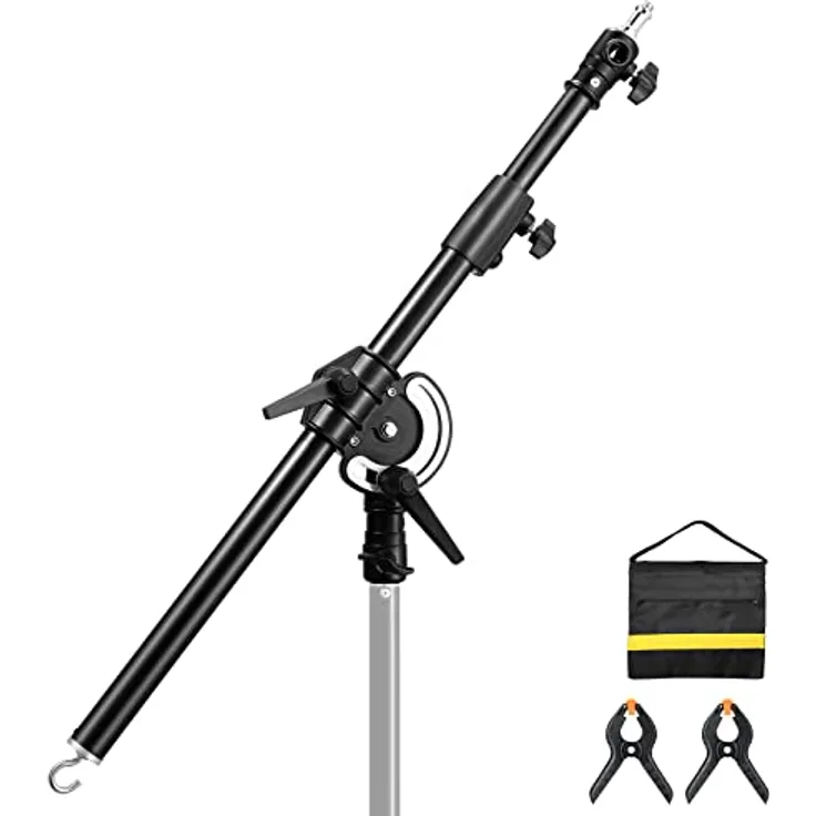 SOONPHO Auslegerarm Pro Galgen mit Gegengewicht 83-158cm, rostfreier Stahl, 1/4" 3/8" Schraube, schwarz für C-Stand Lichtstative