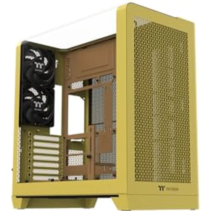 Thermaltake View 390 Air, Mid Tower Chassis mit zwei CT120 Lüftern, Butter Caramel Farbe, kompatibel mit Mini ITX, Micro ATX und ATX Mainboards – Bild 1