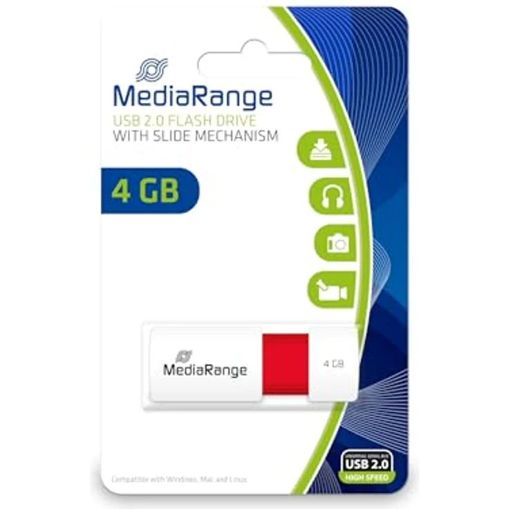 MediaRange - USB-Flash-Laufwerk - 4 GB - USB 2.0 - weiß, Rot – Bild 3