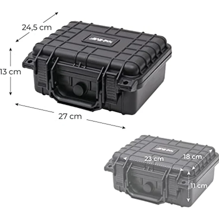 HMF ODK100 Outdoor-Fotokoffer, Transportkoffer mit Rasterschaumstoff | 27 x 24,5 x 13 cm, schwarz – Bild 3