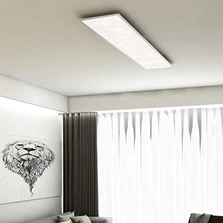 BRILONER Leuchten - LED Panel, Deckenlampe inkl. Sternendekor, Deckenleuchte dimmbar, Farbtemperatursteuerung (CCT), inkl. Fernbedienung, 24 Watt, 2.200 Lumen, Weiß, 1000x250x65mm (LxBxH), 7308-016 – Bild 5