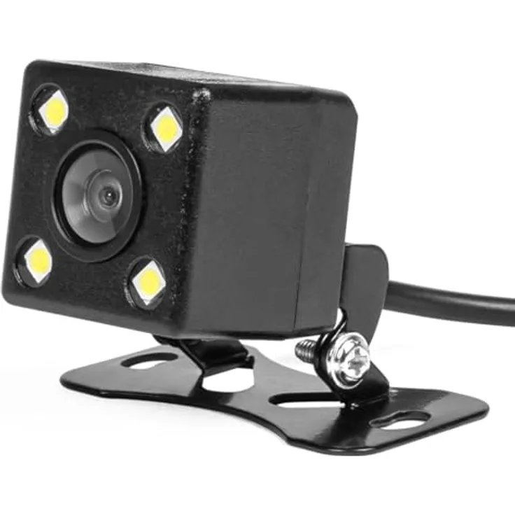 AMiO HD-315-LED Rückfahrkamera mit 4 LED Nachtsicht, 720p Auflösung, 110° Blickwinkel, Schwarz