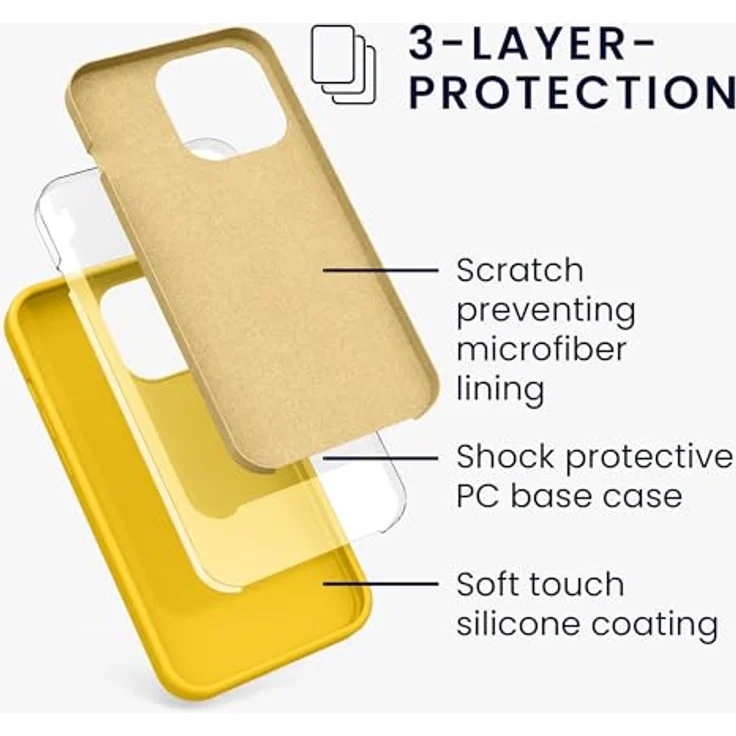 kwmobile Handyhülle für iPhone 13 Pro - Silikon Case in Strahlend Gelb, Kabelloses Laden, Flexibel und Rutschfest – Bild 2
