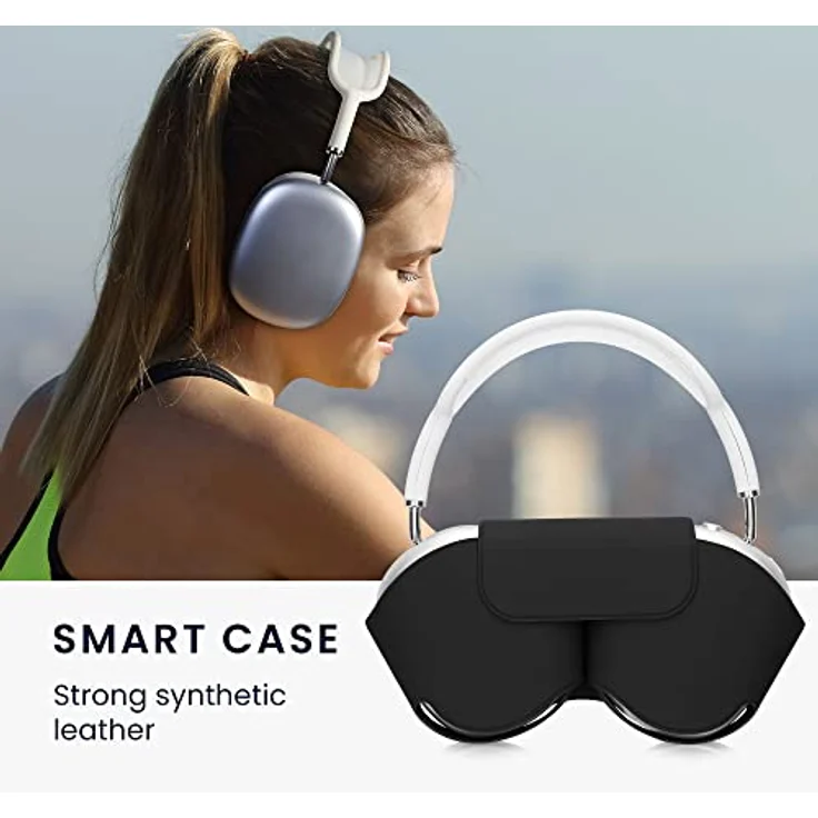 kwmobile Hülle kompatibel mit Apple Airpods Max Case - weiche Kopfhörer Tasche - Etui aus Polyester - Schwarz Cover – Bild 5