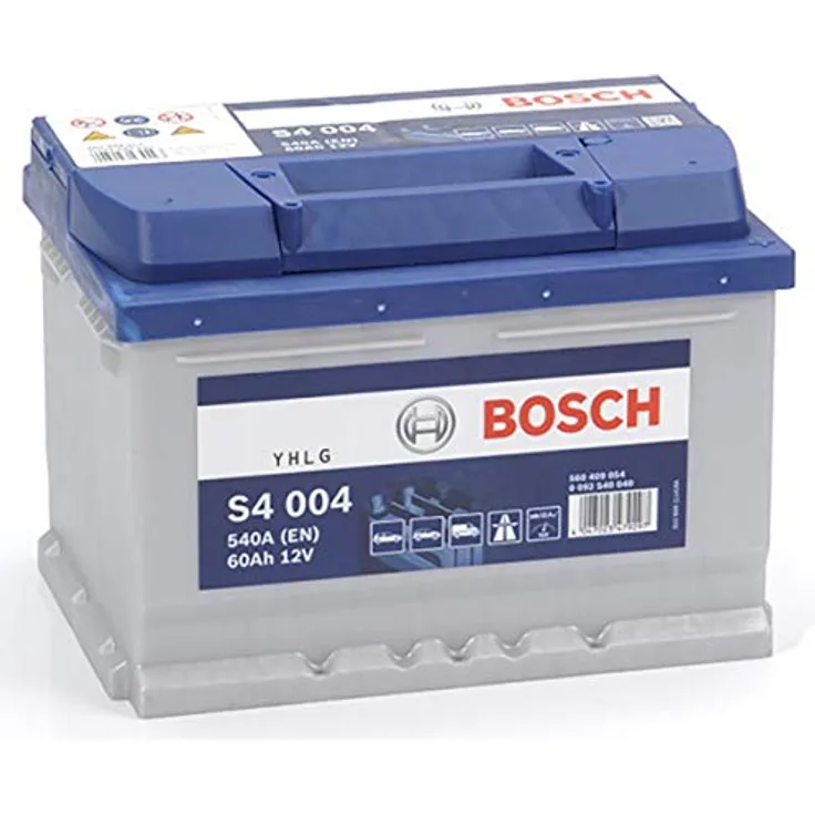 Bosch S4 004 Autobatterie, 12V 60Ah 540A, wartungsfrei für Klein- und Mittelklasseautos