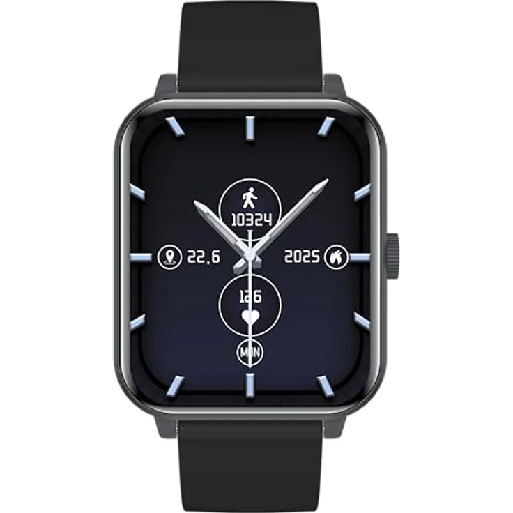 MP myPhone Watch Classic 2 Bluetooth Smartwatch, 260-mAh-Akku, 1,85-Zoll-Bildschirm, IP65-Robustheit, mehrere Sportmodi - Schwarz – Bild 3