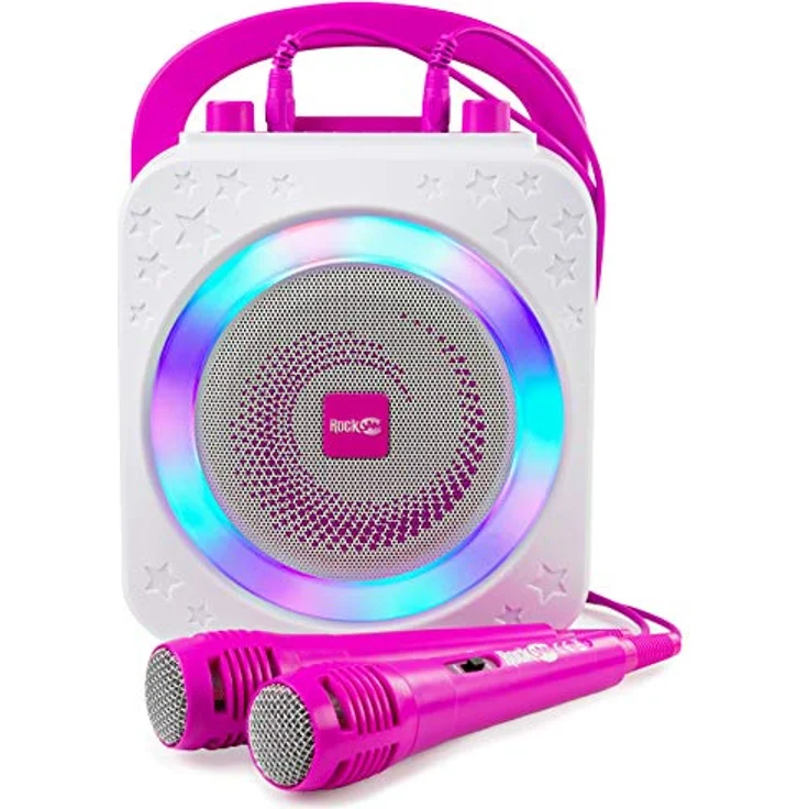 RockJam SP150-PK Bluetooth-Lautsprecher, 10 Watt RMS, mit zwei Mikrofonen und LED-Lichtern – Bild 1