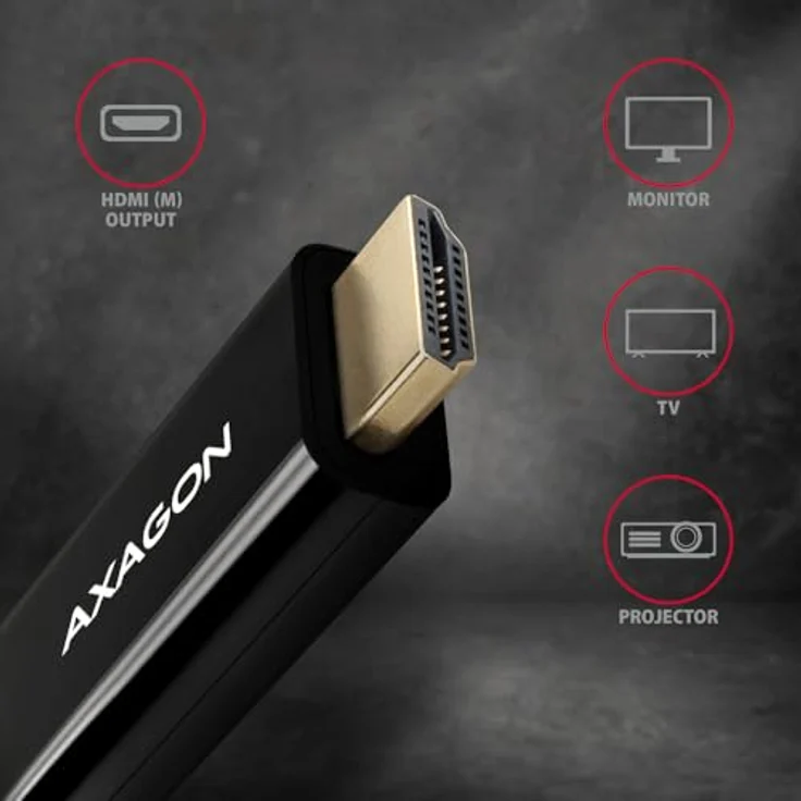 AXAGON RVD-HI14C2 DisplayPort zu HDMI Adapterkabel, 4K/30 Hz, 180 cm, schwarz – Bild 3